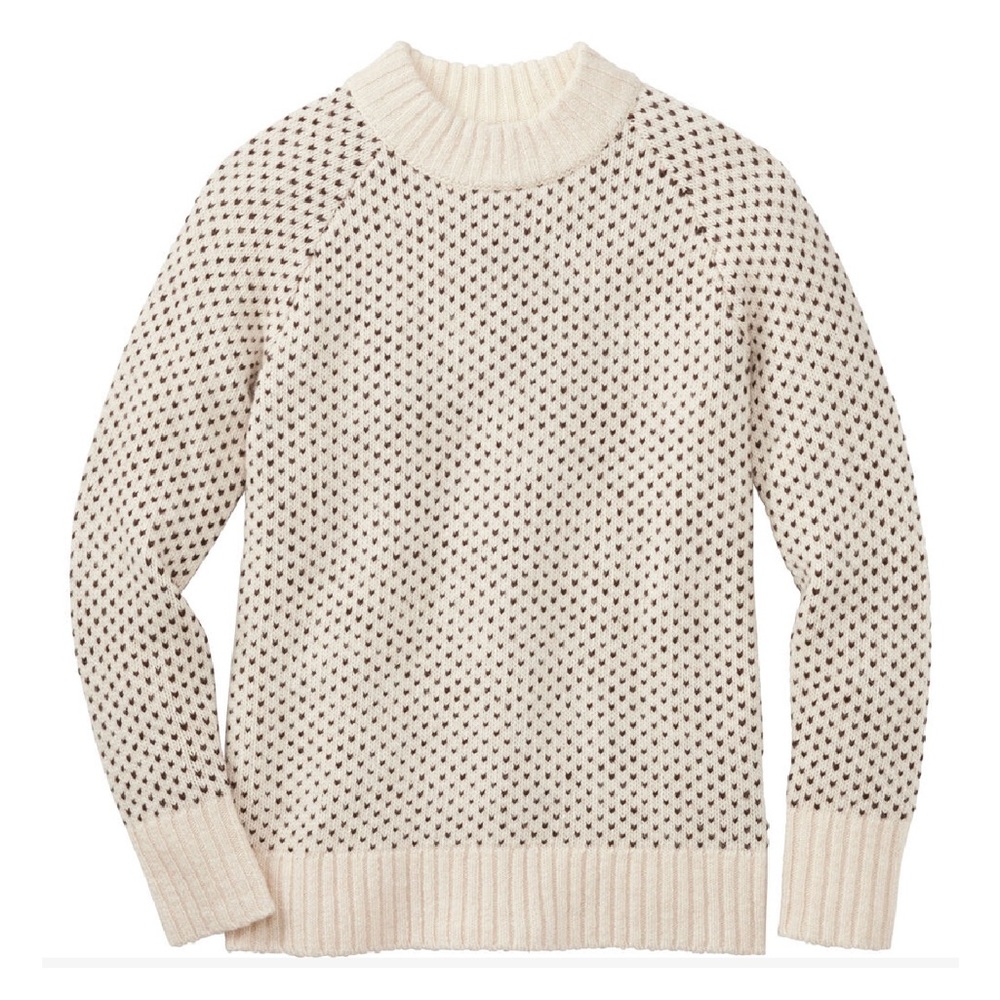 Duluth Trading Women's L Woolpaca Sweater in Oatmeal and Navy